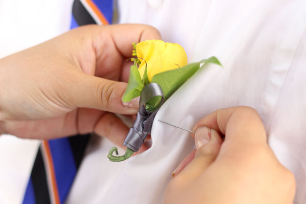 how to pin a boutonniere on a dress shirt How to Pin a Corsage or Boutonniere