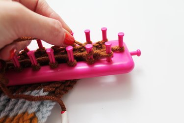 Binding off of the loom.