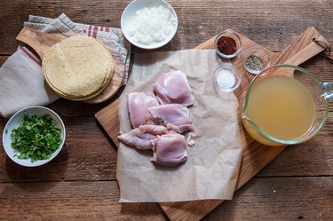 Ingredients for shredded chicken tacos