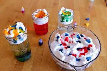 Multi-colored clouds in various containers