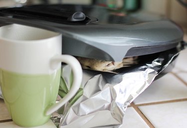 Cookies baking on a George Foreman Grill.
