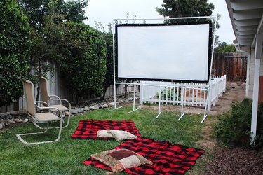 Backyard movie screen ready to entertain