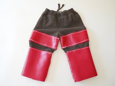 lower leg pieces sewn onto the knee pieces