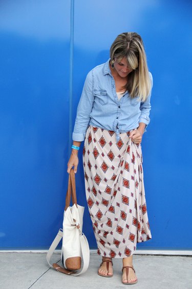 Woman wearing maxi skirt