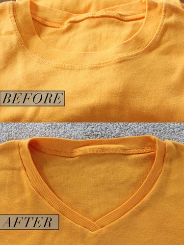 crew neck to v-neck before and after