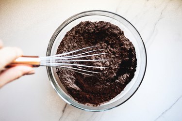 Whisk the dry ingredients until they are evenly combined.