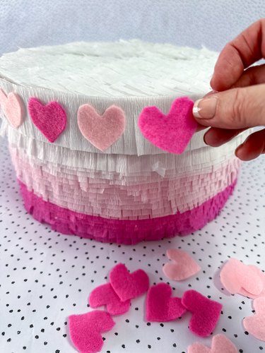 Attach felt hearts