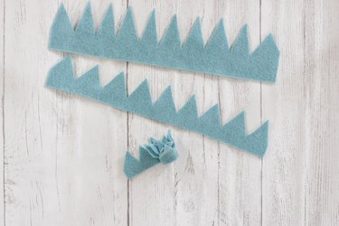 Coiled piece of blue felt for DIY felt succulent plant