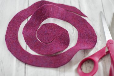 Purple felt cut into a spiral