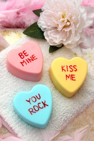 Completed DIY sweetheart soap bars
