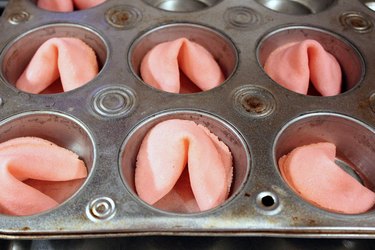 fortune cookies in muffin tin