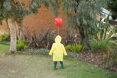 finished life-size Georgie from It Halloween decoration