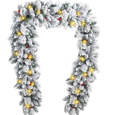 Flocked garland with ornaments