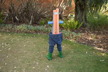 pool noodle added to form the shoulders