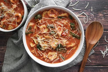 One-pot creamy tortellini soup in a bowl