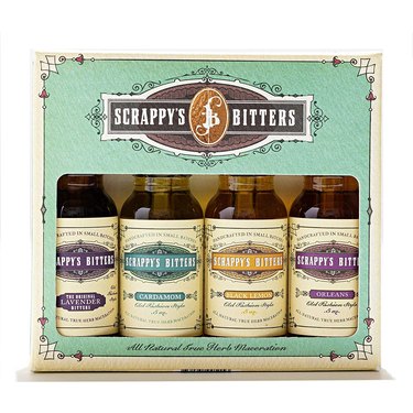 Gift pack of Scrappy's Bitters in its retail packaging, showcasing four different types of bitters