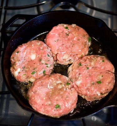 Pan Searing the Turkey Burgers.