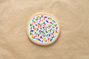 Paint sprinkles on clay coaster