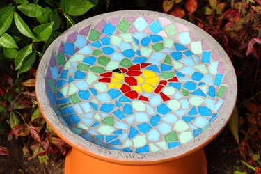 mosaic bird bath