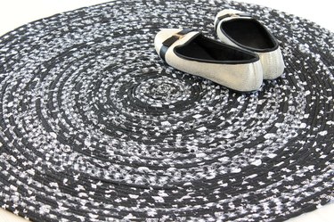 finished rope rug with metallic shoes