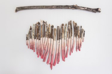 Hanging heart wall art close up
