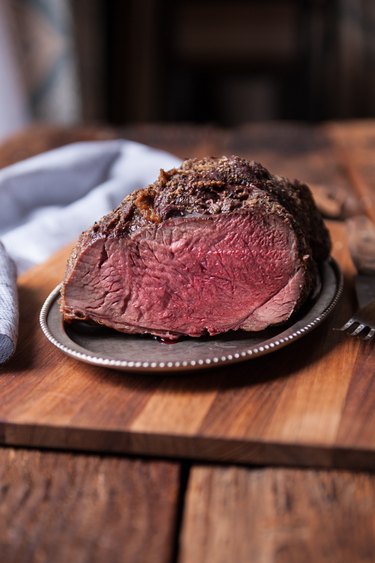 Cooked beef rib eye roast