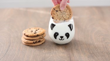 The panda looks best with milk