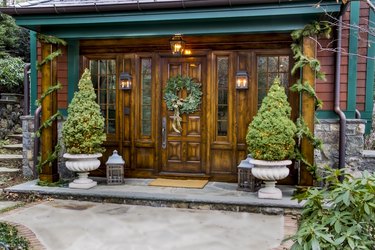 the front porch is a focal point on the front of the house