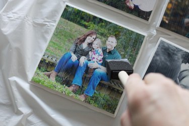 Coating the pictures with decoupage medium