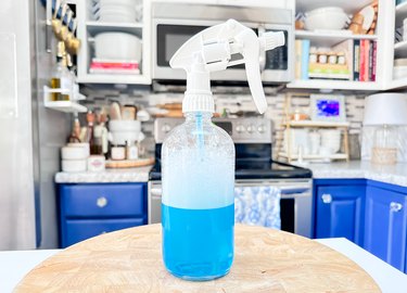 Two-ingredient homemade soap scum cleaner in a spray bottle