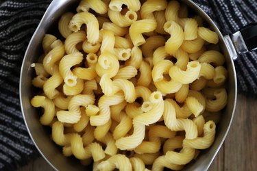 Cooked pasta in a pot