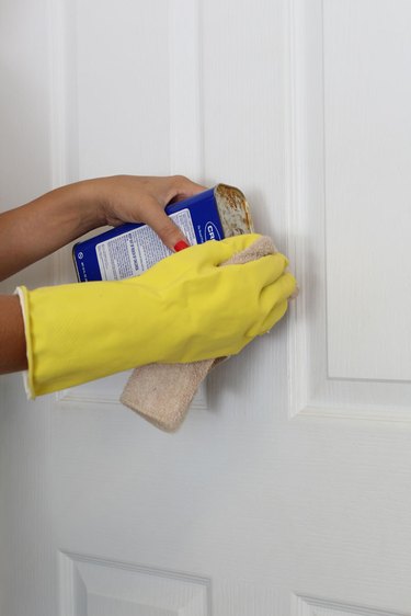 Apply liquid deglosser to an old rag.