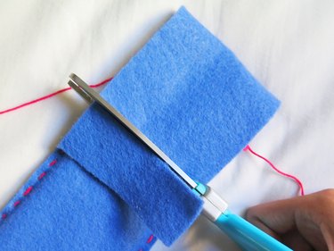 Cutting down the flap closure of the DIY pencil case