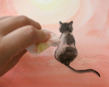 Lift paint along left side of cat.