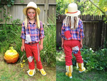 Finished scarecrow costume, front and back.