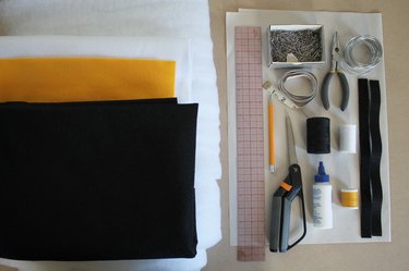 Sewing supplies for the penguin costume.