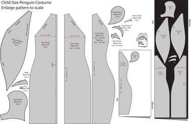 Enlarge this pattern to scale for a penguin costume pattern.