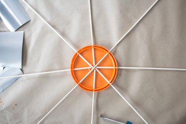 Several dowels inserted into holes