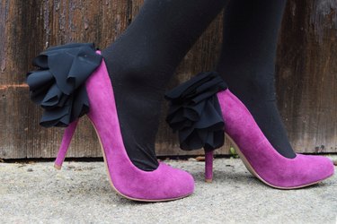 Finished ruffled chiffon heels