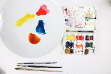 Materials needed to a paint a watercolor autumn tree