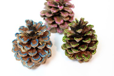 glitter pine cones