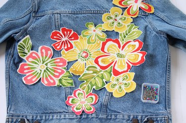 place floral print onto back of jacket