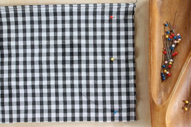 pin and sew short edge of ruffle