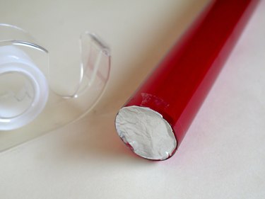 The end of the long tube with the foil circle installed.