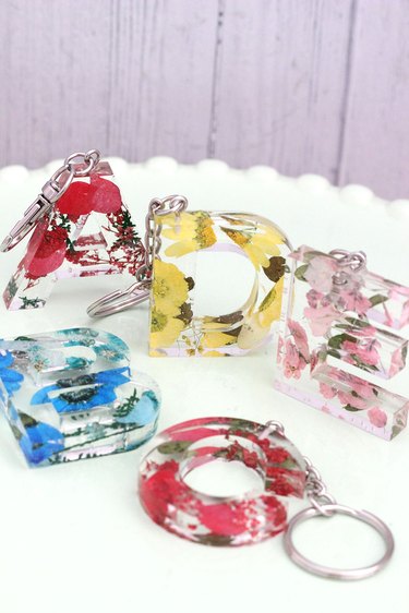 completed resin alphabet keychains