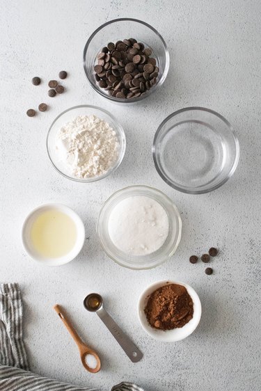 Ingredients need for single-serve brownie in a mug