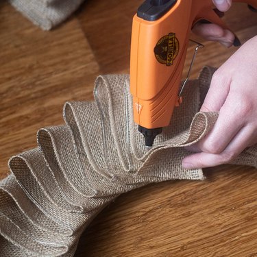 Gorilla Hot Glue Gun Being Use on Jute Ribbon