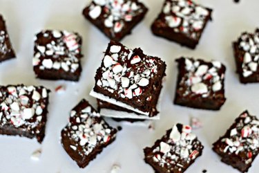 Brownies with crushed white candy on top
