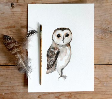 DIY Owl watercolor painting