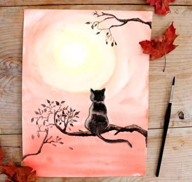 DIY cat painting with watercolors